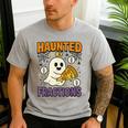 Haunted By Fractions Math Halloween Teacher Men's Casual T-Shirt Sport Grey