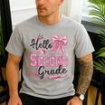 Hello Second Grade First Day Of School Coquette Teacher Girl Men's Casual T-Shirt Sport Grey Hello Second Grade First Day Of School Coquette Teacher Girl Men's Casual T-Shirt Sport Grey