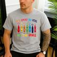 Its Okay To Feel All The Feels Mood Color Crayons Teacher Men's Casual T-Shirt Sport Grey Its Okay To Feel All The Feels Mood Color Crayons Teacher Men's Casual T-Shirt Sport Grey