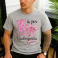 K Is For Kindergarten Teacher Coquette Bow Back To School Men's Casual T-Shirt Sport Grey K Is For Kindergarten Teacher Coquette Bow Back To School Men's Casual T-Shirt Sport Grey
