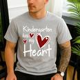 Kindergarten Has My Heart Buffalo Print Teacher Valentine Men's Casual T-Shirt Sport Grey Kindergarten Has My Heart Buffalo Print Teacher Valentine Men's Casual T-Shirt Sport Grey