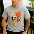 Love Pre-k Teacher Shirts Autumn Fall Pumpkin Fall Leopard Men's Casual T-Shirt Sport Grey