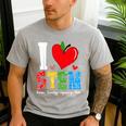 I Love STEM Student Teacher 1st Day Of School Back To School Men's Casual T-Shirt Sport Grey I Love STEM Student Teacher 1st Day Of School Back To School Men's Casual T-Shirt Sport Grey
