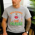 Math Teacher Love Brain Heart Skeleton Hand Zombie Halloween Men's Casual T-Shirt Sport Grey