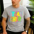 Neon Retro Teacher Cute Teacher Team New Teacher Back To Sch Men's Casual T-Shirt Sport Grey Neon Retro Teacher Cute Teacher Team New Teacher Back To Sch Men's Casual T-Shirt Sport Grey