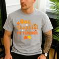 One Thankful PE Teacher Thanksgiving Fall Autumn Groovy Men's Casual T-Shirt Sport Grey