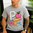 P Is For Pre K Teacher Student Pencil Apple Back To School Men's Casual T-Shirt Sport Grey