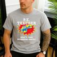 PE Physical Education Teacher Superhero Power School Men's Casual T-Shirt Sport Grey