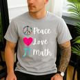 Peace Love Math Maths Teacher Pi Symbol Men Women Men's Casual T-Shirt Sport Grey