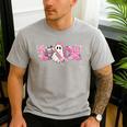 Pink Ghost Teach Halloween Teacher In Spooky Season Men's Casual T-Shirt Sport Grey