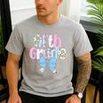 Preppy Fifth Grade Teacher Blue Floral Coquette Pencil Bow Men's Casual T-Shirt Sport Grey
