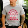 Rainbow Retro Homeschool Mom Teacher I Teach In My Pajamas Men's Casual T-Shirt Sport Grey Rainbow Retro Homeschool Mom Teacher I Teach In My Pajamas Men's Casual T-Shirt Sport Grey