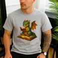 Reading Dragon Shirt For Bookish Teacher Librarian Bookworm Men's Casual T-Shirt Sport Grey Reading Dragon Shirt For Bookish Teacher Librarian Bookworm Men's Casual T-Shirt Sport Grey