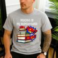 Reading Is My Super Power Superhero Best English Teacher Men's Casual T-Shirt Sport Grey