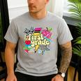 Retro First Grade Teacher Disco Ball Coquette Back To School Men's Casual T-Shirt Sport Grey