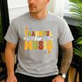 Retro Thankful For Music Floral Music Teacher Thanksgiving Men Women Men's Casual T-Shirt Sport Grey