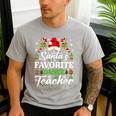 Santa's Favorite Dance Teacher Shirt Christmas Pajama Men's Casual T-Shirt Sport Grey