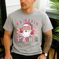 Santa's Favorite Teacher Groovy Christmas Teacher Boys Girls Men's Casual T-Shirt Sport Grey