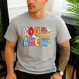 You Are Smart Brave Strong Kind Loved Motivation Teacher Kid Men's Casual T-Shirt Sport Grey