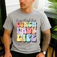 Soul Bleach Teacher Staff First Day Of School Last Hugs & High Fives Lunch Lady Vibes Blue Classic Fit Men's Casual T-Shirt Sport Grey Soul Bleach Teacher Staff First Day Of School Last Hugs & High Fives Lunch Lady Vibes Blue Classic Fit Men's Casual T-Shirt Sport Grey