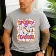 Spooky Teacher Ghost Pencil Teacher Halloween Teacher Men's Casual T-Shirt Sport Grey