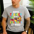 Super Teacher By Day Super Tired By Night Men's Casual T-Shirt Sport Grey Super Teacher By Day Super Tired By Night Men's Casual T-Shirt Sport Grey
