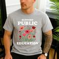 Support Public Education Cute Floral Teacher Red For Ed Men's Casual T-Shirt Sport Grey Support Public Education Cute Floral Teacher Red For Ed Men's Casual T-Shirt Sport Grey