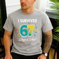 I Survived 67 Days Of School Teachers Students Meme Men's Casual T-Shirt Sport Grey I Survived 67 Days Of School Teachers Students Meme Men's Casual T-Shirt Sport Grey