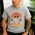 I Teach In My Pajamas Teacher Sunset Bear Retro Men's Casual T-Shirt Sport Grey
