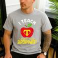 I Teach What's Your Superpower Superhero Teacher Men's Casual T-Shirt Sport Grey