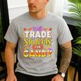 Teacher Cute Will Trade Students For Candy Halloween Costume Men's Casual T-Shirt Sport Grey
