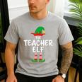 The Teacher Elf Matching Family Christmas Men's Casual T-Shirt Sport Grey