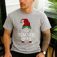 Teacher Gnome Xmas Family Matching Plaid Christmas Gnomes Men's Casual T-Shirt Sport Grey