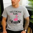 This Teacher Loves Her Flock Cute Flamingo Teacher Men's Casual T-Shirt Sport Grey