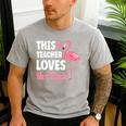 This Teacher Loves Her Flock Teaching Flamingo Girl Men's Casual T-Shirt Sport Grey This Teacher Loves Her Flock Teaching Flamingo Girl Men's Casual T-Shirt Sport Grey