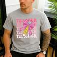 Teacher Pencil Back To School Groovy Pink Teacher First Day Men's Casual T-Shirt Sport Grey