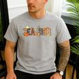 Teacher Thanksgiving Women Autumn Fall Halloween Pumpkin Tee Men's Casual T-Shirt Sport Grey Teacher Thanksgiving Women Autumn Fall Halloween Pumpkin Tee Men's Casual T-Shirt Sport Grey