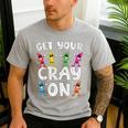 Teacher's Get Your Cray On Dabbing Crayons Men's Casual T-Shirt Sport Grey Teacher's Get Your Cray On Dabbing Crayons Men's Casual T-Shirt Sport Grey