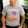 Teachers Love Brains Halloween 2025 Skeleton Costume Men's Casual T-Shirt Sport Grey