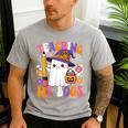 Teaching My Boos Ghost Teacher Cute Pencil Halloween Teacher Men's Casual T-Shirt Sport Grey