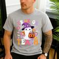 Trick Or Teach Groovy Teacher Ghost Halloween Teacher Men's Casual T-Shirt Sport Grey Trick Or Teach Groovy Teacher Ghost Halloween Teacher Men's Casual T-Shirt Sport Grey