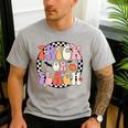 Trick Or Teach Retro Groovy Halloween Teacher Men's Casual T-Shirt Sport Grey Trick Or Teach Retro Groovy Halloween Teacher Men's Casual T-Shirt Sport Grey