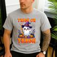 Trick Or Teach Teacher Halloween Ghost Pencil Floral Men's Casual T-Shirt Sport Grey Trick Or Teach Teacher Halloween Ghost Pencil Floral Men's Casual T-Shirt Sport Grey