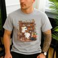 Vintage Ghost Book Reading Pumpkin Gothic Halloween Teachers Men's Casual T-Shirt Sport Grey Vintage Ghost Book Reading Pumpkin Gothic Halloween Teachers Men's Casual T-Shirt Sport Grey