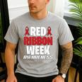 We Wear Red For Red Ribbon Week Awareness Mothers Teachers Men's Casual T-Shirt Sport Grey