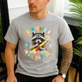 Weird Teachers Build Character Raccoon Colourful Floral Men's Casual T-Shirt Sport Grey