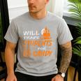Will Trade Students For Candy Halloween Costume Teacher Men's Casual T-Shirt Sport Grey