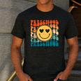 Back To School Groovy Smile Preschool Teachers Students Kids Men's Casual T-Shirt Dark Grey