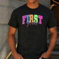 Back To School Neon Checkered First Grade Colorful Teacher Men's Casual T-Shirt Dark Grey Back To School Neon Checkered First Grade Colorful Teacher Men's Casual T-Shirt Dark Grey