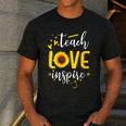 Back To School Teach Love And Inspire Teacher Sunflower Men's Casual T-Shirt Dark Grey Back To School Teach Love And Inspire Teacher Sunflower Men's Casual T-Shirt Dark Grey